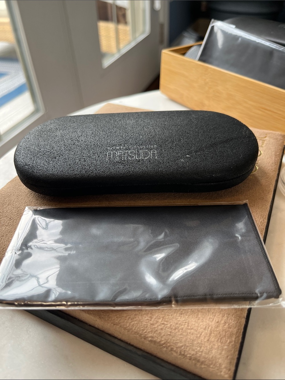 Matsuda Black Eyewear Case with microfiber Cleaning Cloth Vintage but new!